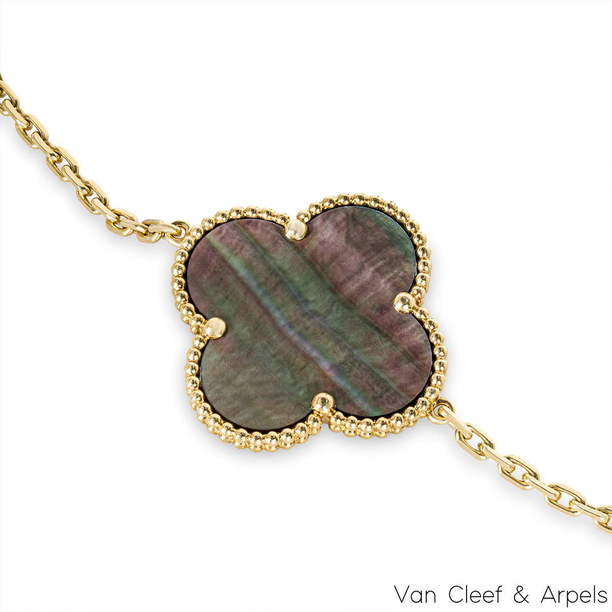 Van Cleef & Arpels Yellow Gold Mother of Pearl & Onyx Magic Alhambra Necklace VCARD79400